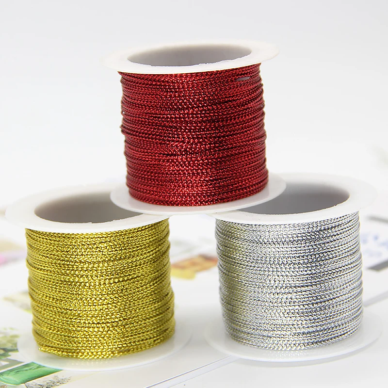 1mm x20m Gold Silver Red Rope For Jewelry Bracelet Twine Tag Tassel Making Crafts Gift Thread Christmas Wedding Party Decoration