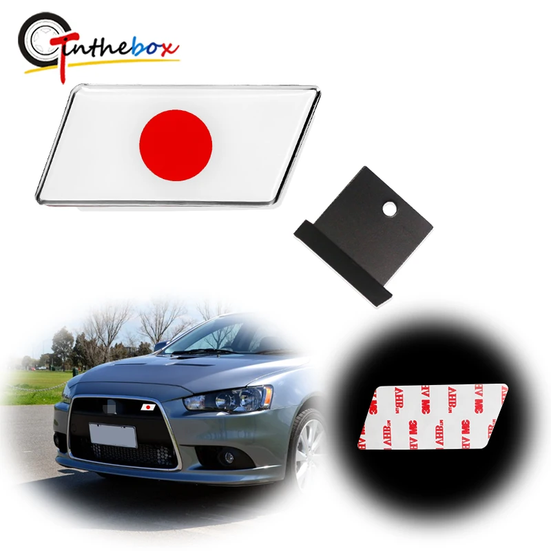 Gtinthebox Universal Japan Flag Rising Sun Emblem Badge w/Grille Aluminum Plate Car Styling Fits For Toyota, Honda etc