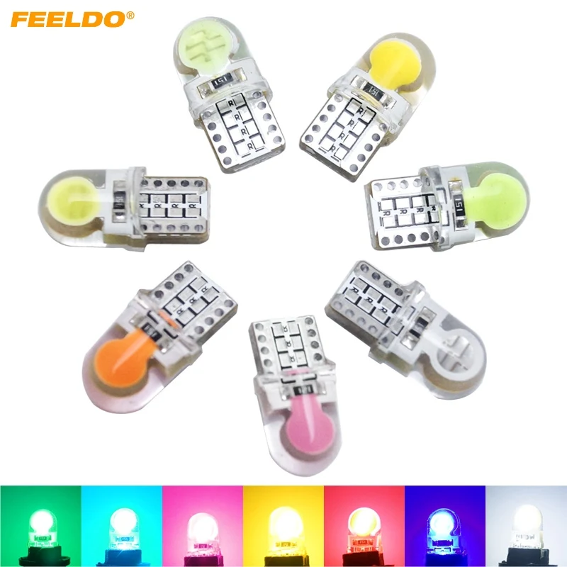 

100Pcs 12V 1.5W Car T10 194 W5W COB Silicone Shell Auto Dome LED Light Car Side Wedge Light Lamp 7 Colors #FD-4586