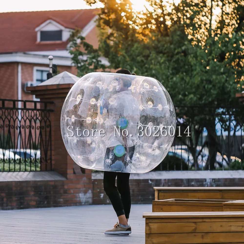 Kostenloser Versand PVC Transparent 5 füße 1,5 M Durchmesser Aufblasbare Stoßstange Ball Menschlichen Klopfer Ball Blase Fußball Fußball Outdoor Zorb