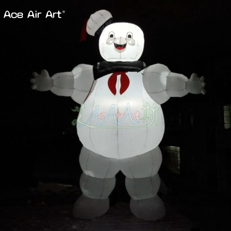 4m H Inflatable Ghost Busters Stay Puft Pop Up Marshmallow Man มาพร้อมกับเครื่องเป่าลมฟรีสําหรับตกแต่งปาร์ตี้ฮาโลวีน