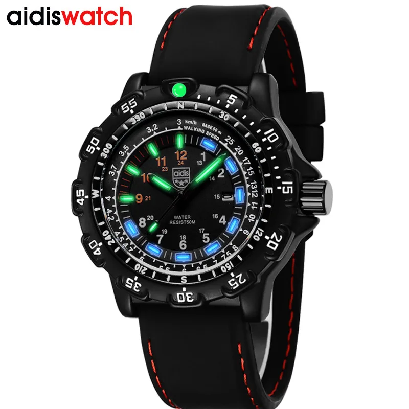 Men Army Military Watches Blue Green  Luminous Waterproof  Stainless Steel Watch High Quality Quartz Movement Men Sports Watch