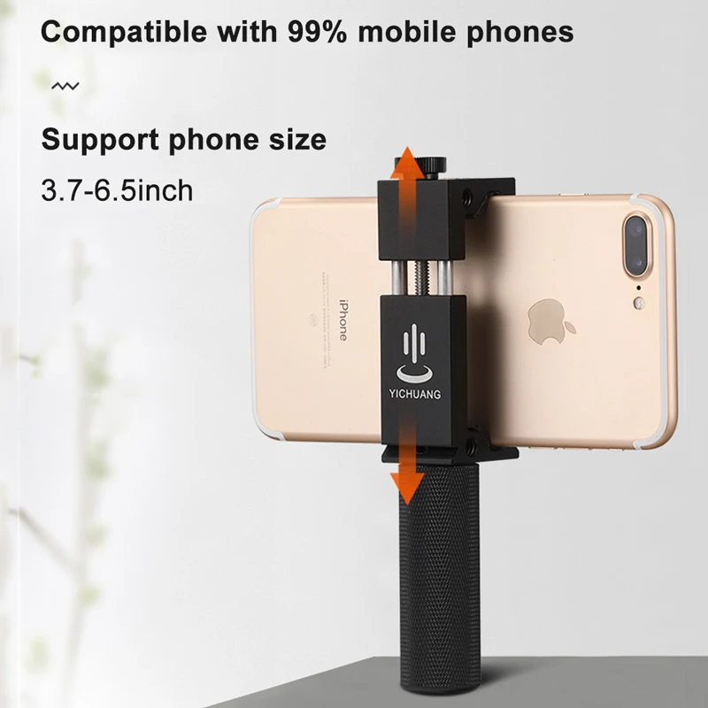 Telefoon Grip Handheld Houder voor Microfoon voor Youtube Vlogging Recording voor iPhone Huawei Xiaomi met Hot Shoe 1/4 "Schroef