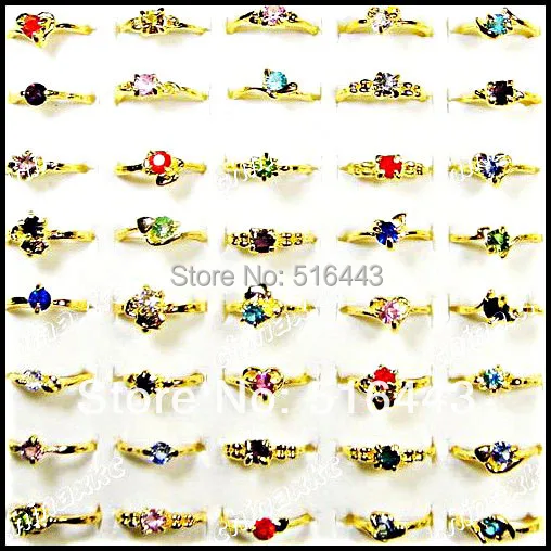 

200pcs Wholesale Jewelry Lots Mix Color Czech Rhinestones Women Rings Free Shipping A-119