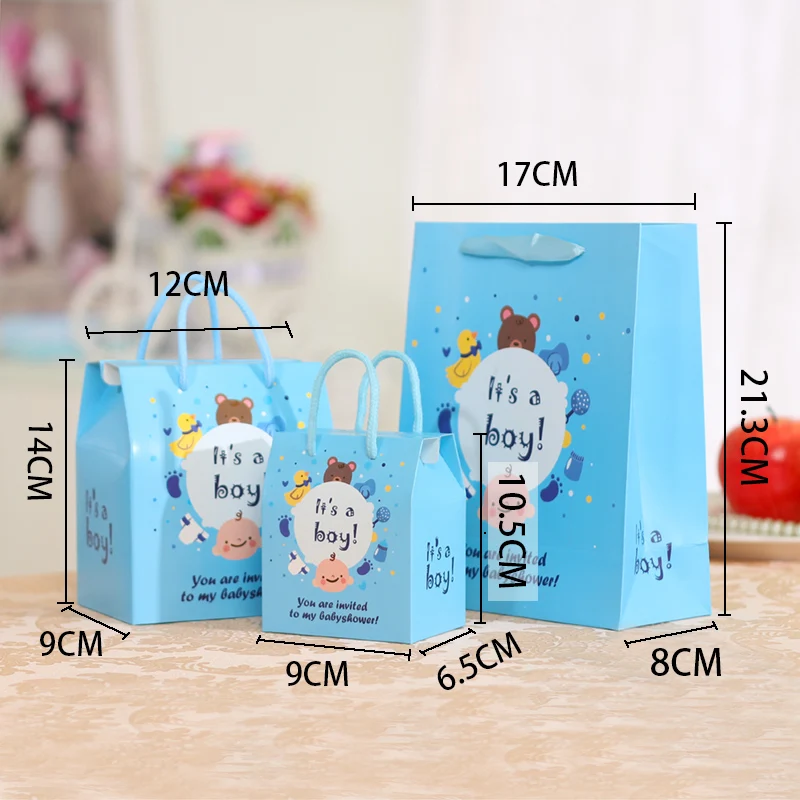 Cartoon Baby Birthday Party Favor Bags Sweet Gift Bag Baby Shower Tote Duckling Bag Bear Boy Girl Pattern Tail Shape Candy Box