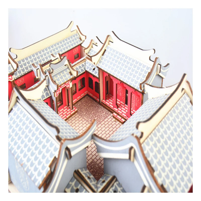 لتقوم بها بنفسك نموذج اللعب ثلاثية الأبعاد لغز خشبي بكين رباعي مجموعات خشبية لغز لعبة تجميع اللعب بنة الاطفال اليدوية p49