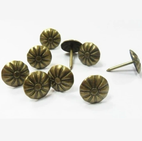 

300pcs Cap size 11mm bronze ancient chrysanthemum nailed nail flower pumpkin screw furniture wooden jewellery box Handwork Fix