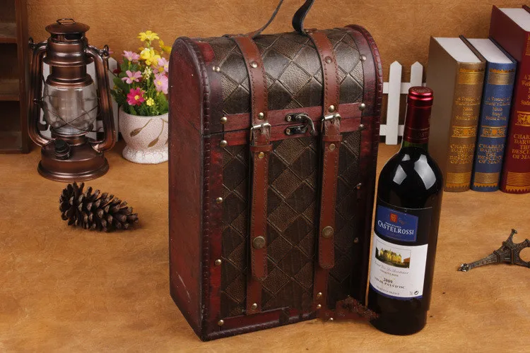 

1PC High-grade Wine Box Double Single Red Wine Gift Packing Box Durable Portable Wooden Bottle Holder For Red Wine NA 010