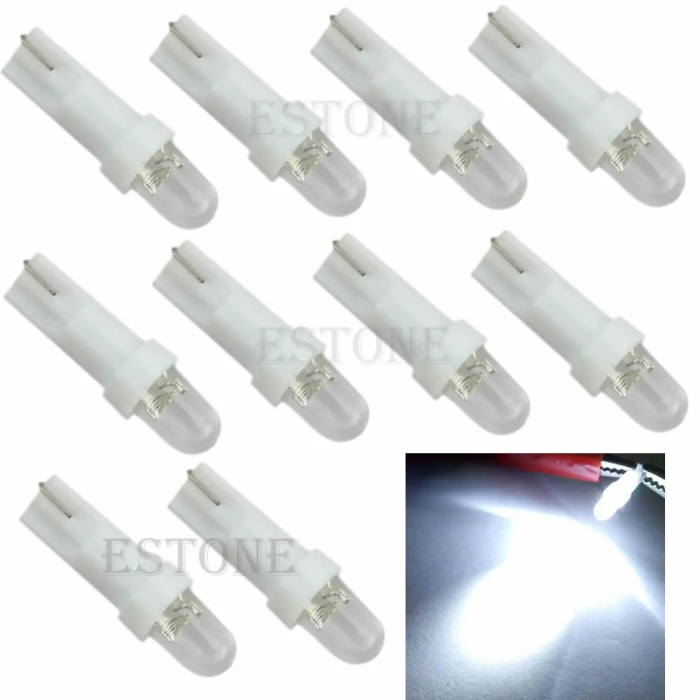 

New 10Pcs Headlight T5 12V LED White Car Wedge Dashboard DASH Gauge Light Lamp Bulb