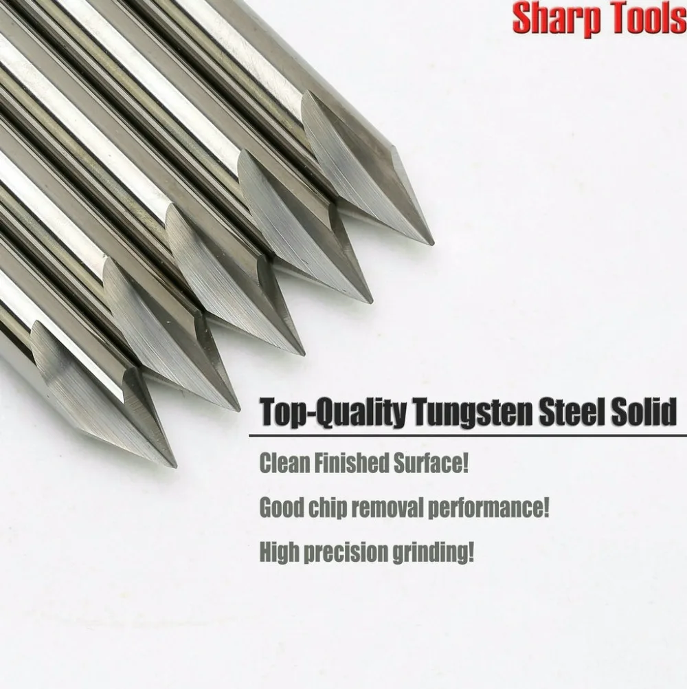 6x0.3MM 60 Angle V Bit One Flute Straight Milling Cutter CNC Engraving Tool 3D Carving Imported Solid Carbide End Mill for Metal