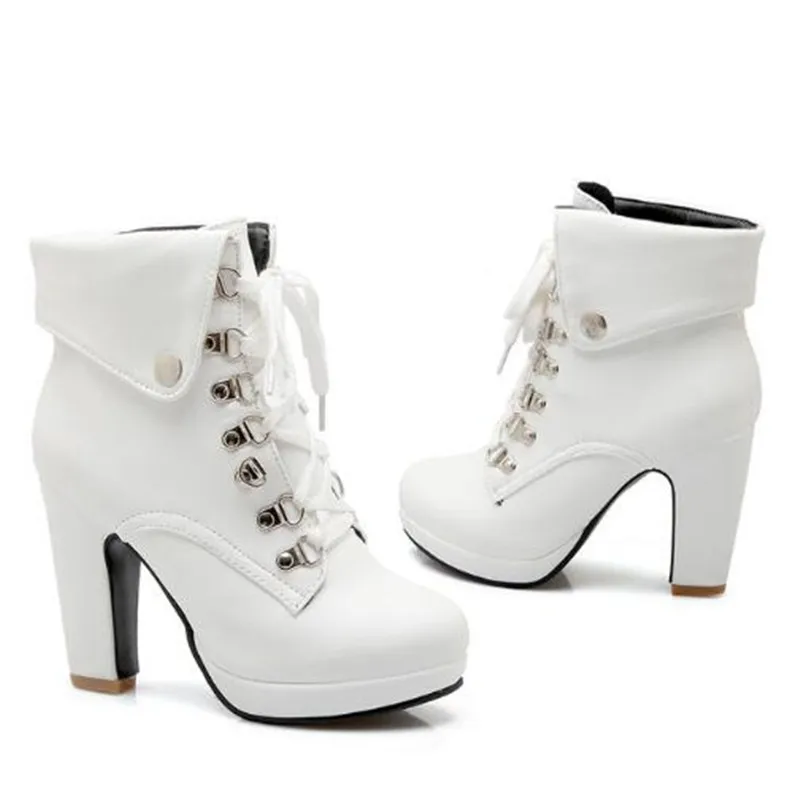 Women Boots Autumn and winter New style sexy white Frenulum Short boots fashion High-heeled Nightclub Chivalry boots size 34-43