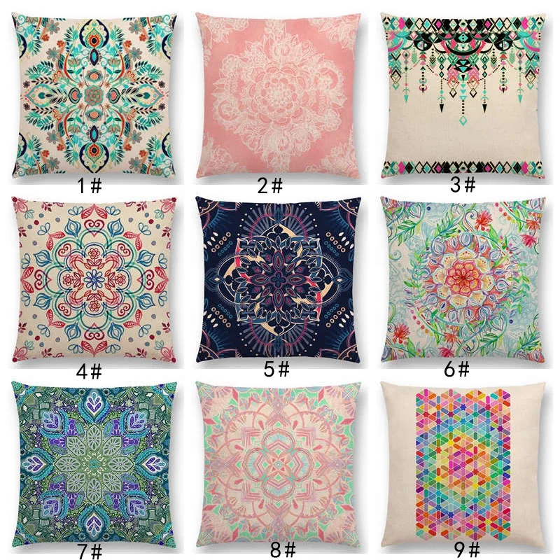 

Boho Art Colorful Flower Gorgeous Floral Doodle Botanical Geometry Mandala Decorative Pattern Car Cushion Cover ThrowPillow Case