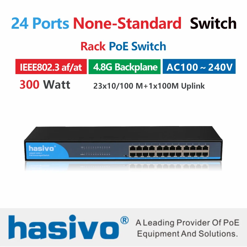 

24 port 10/100Mbs PoE Switch Passive POE with 1 Uplink Port Power over Ethernet Switch Adapter for Wireless AP IP camera