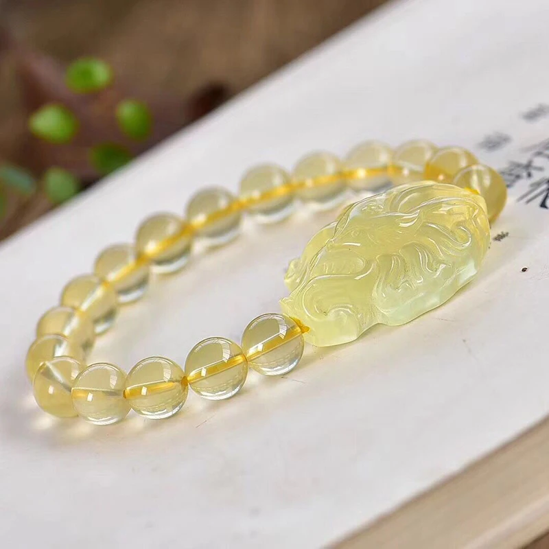 Wholesale Yellow Natural Crystal Bracelets Round Beads With Nine Tails Fox Bracelet Lucky for Women Evil Spirit Fashion Jewelry