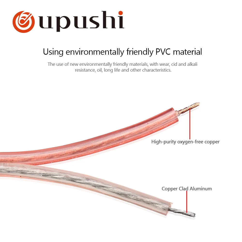Oupushi audio speaker cable quality aluminum amplifier speaker wire loudspeaker cable connectors