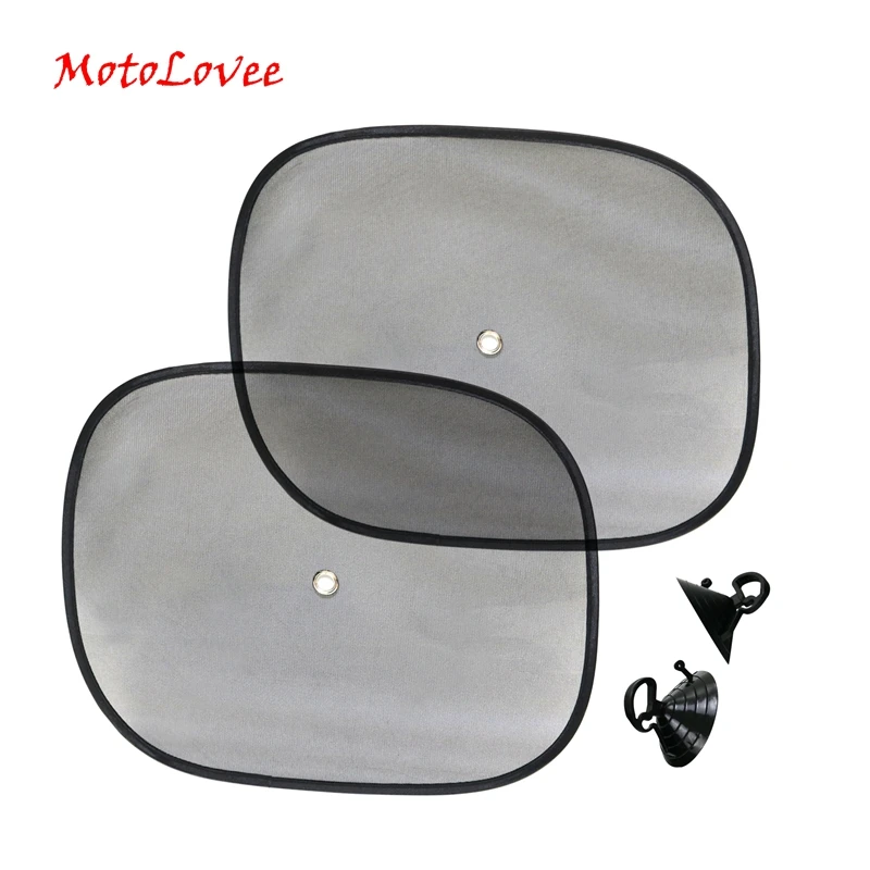 

Автомобильные шторы Motolovee 2 шт., солнцезащитные занавески черного цвета с УФ-сеткой для передних и задних окон, автостайлинг на присоске