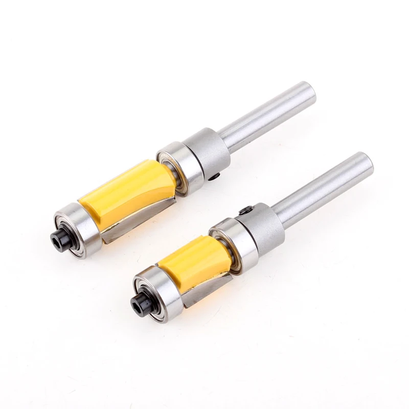 2pcs Flush Trim Router Bit Top & Bottom Bearing 1/4\'\' Shank Woodworking Tool woodworking router bits