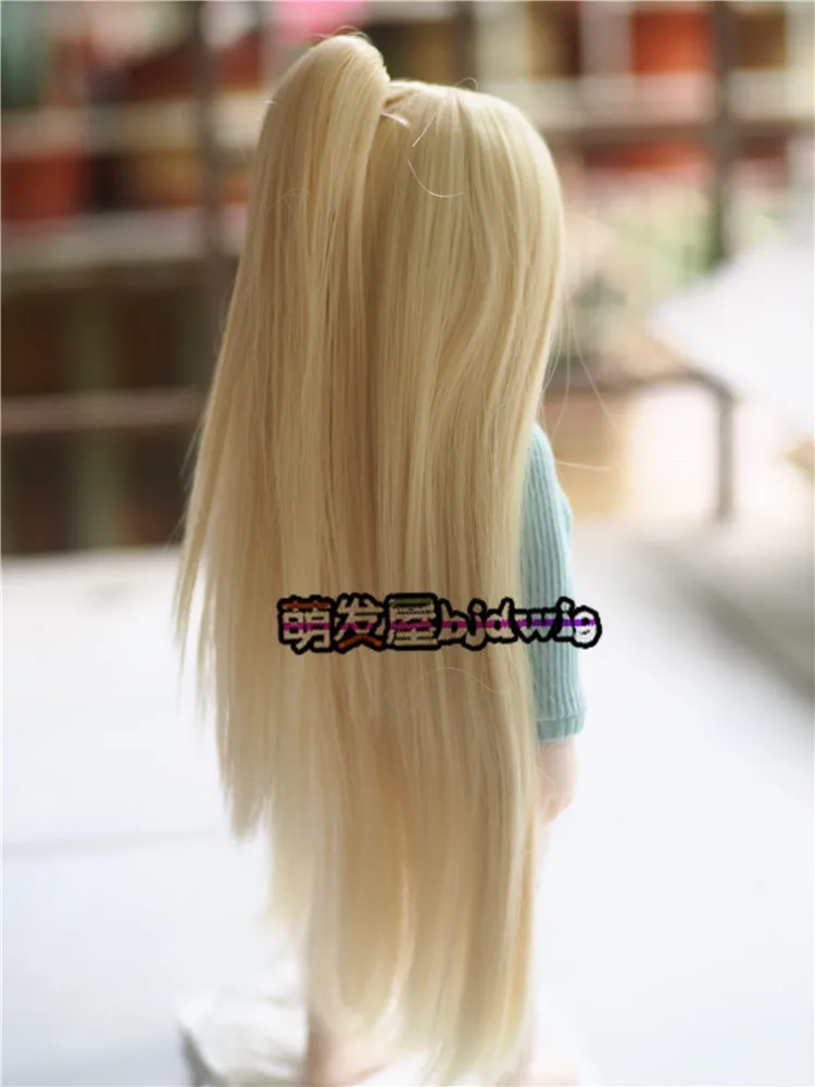

1/3 1/4 1/6 Bjd SD Doll Wig High Temperature Light Blonde With One Ponytail Straight BJD Super For Doll Hair Wig