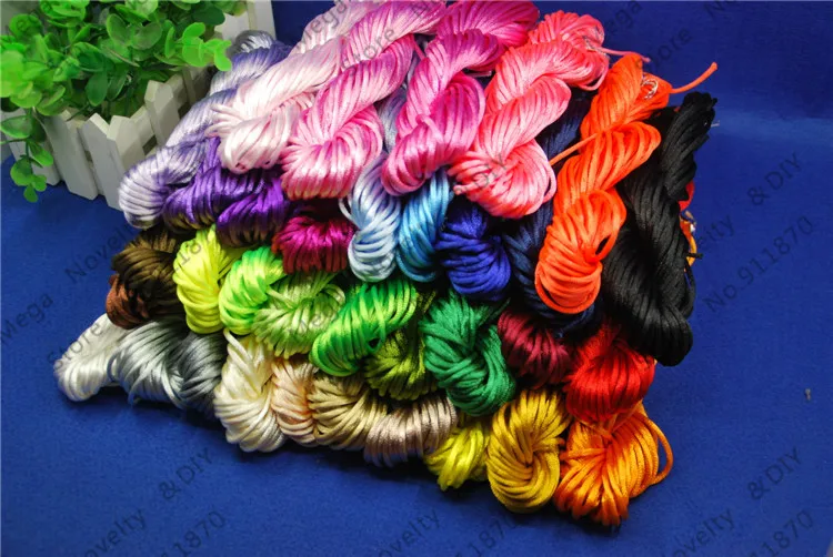 Multi 2mm 100M 20M*5pcs Kumihimo Cords Chinese Knot Cord Rattail Satin Braided String DIY Cords Jewelry Making Beading Rope ds5