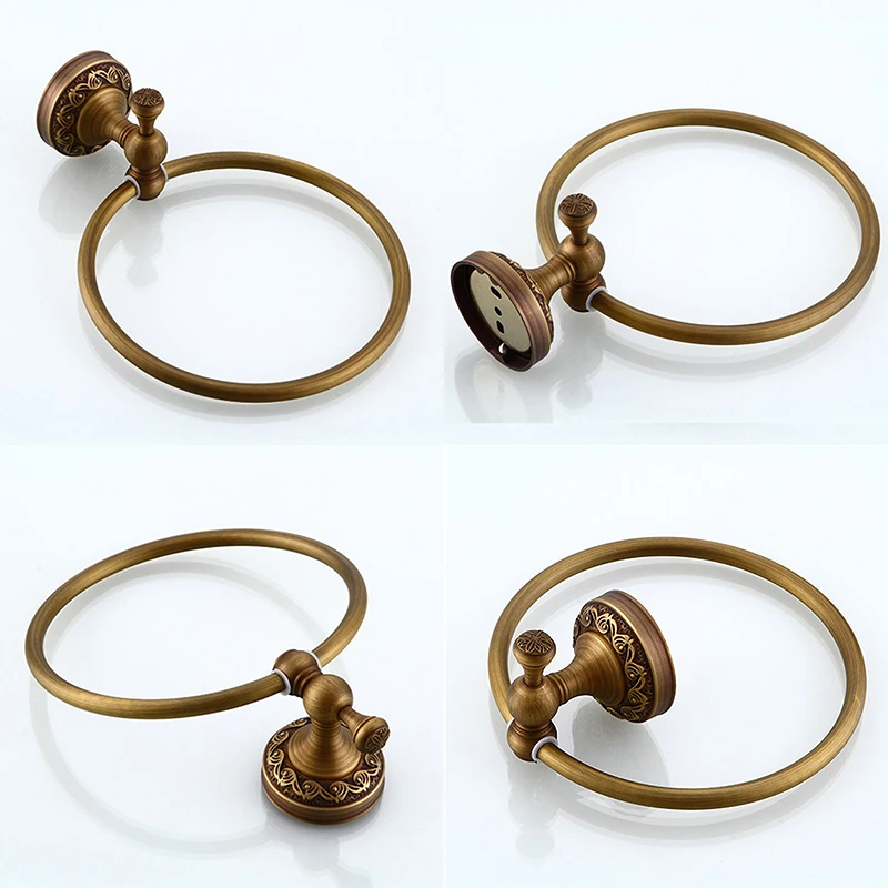 MADICA 21.5*18.5cm Towel Rings For Shower Room Bedroom Metal Nail Towel Holder For Washcloth Vintage Brass Wall Towel Rings