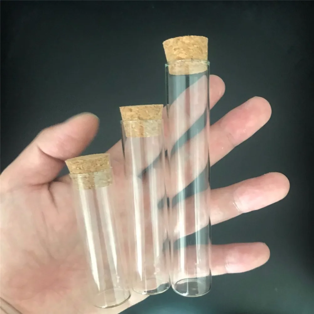 100pcs 18ml 22ml 30ml Mini Corks Bottles Clear Glass Straight Mouth Jars Empty Healthy and Eco-friendly Glass Vials Bottle