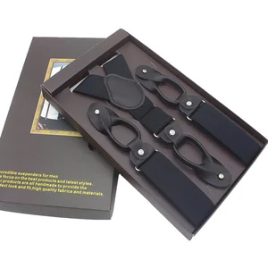 Novo homem suspensórios de couro real 6 botão cinta cinta moda suspensorio ajustável ligas tirantes 3.5*120cm sem caixa 10 principais vendas suspensorio botão - №7