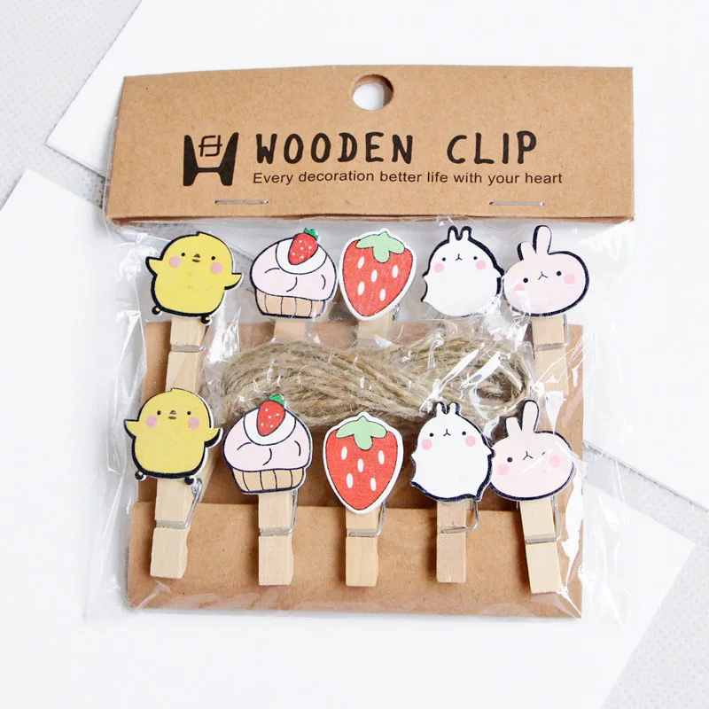 10pcs 35x7mm DIY Animal Lovely Wood Clothes Pegs Clothespin Clips Office Party Decoration Accessories Photo Hanging Pegs