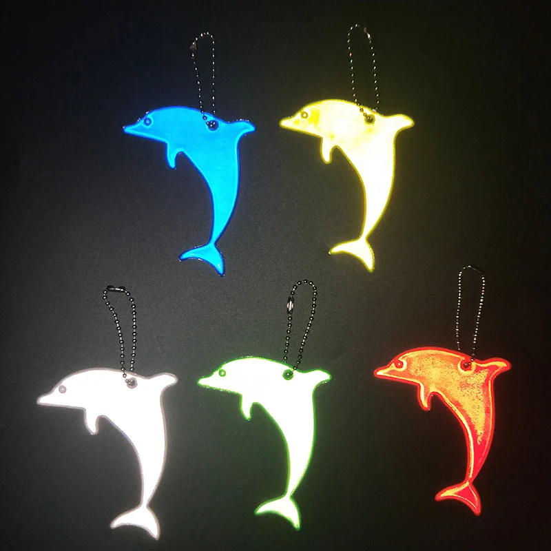 Cute Dolphin Safety Reflector Reflective Keychains Car Keyrings Charm Bag Accessories for Jacket BackPack Strollers Wheelchairs,