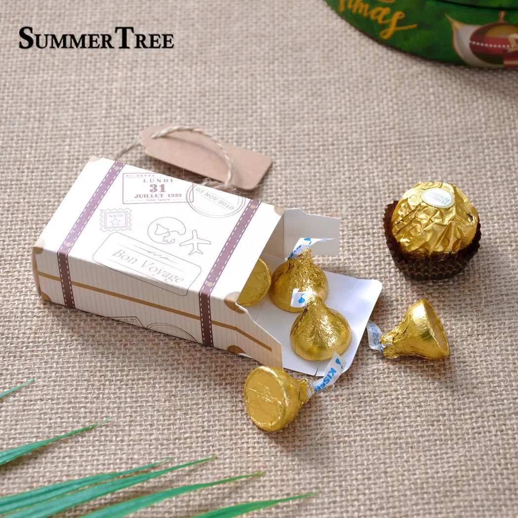10/50/100PCS Suitcase Candy Box Bonbonniere Wedding Gift Bags Travel Themed Party Favors Birthday Baby Shower Decoration