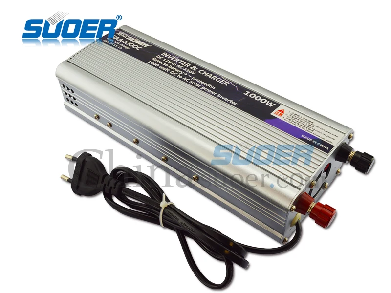 Suoer 12V 220V inverter 1000W power inverter with 10A battery charger(SAA-1000C)