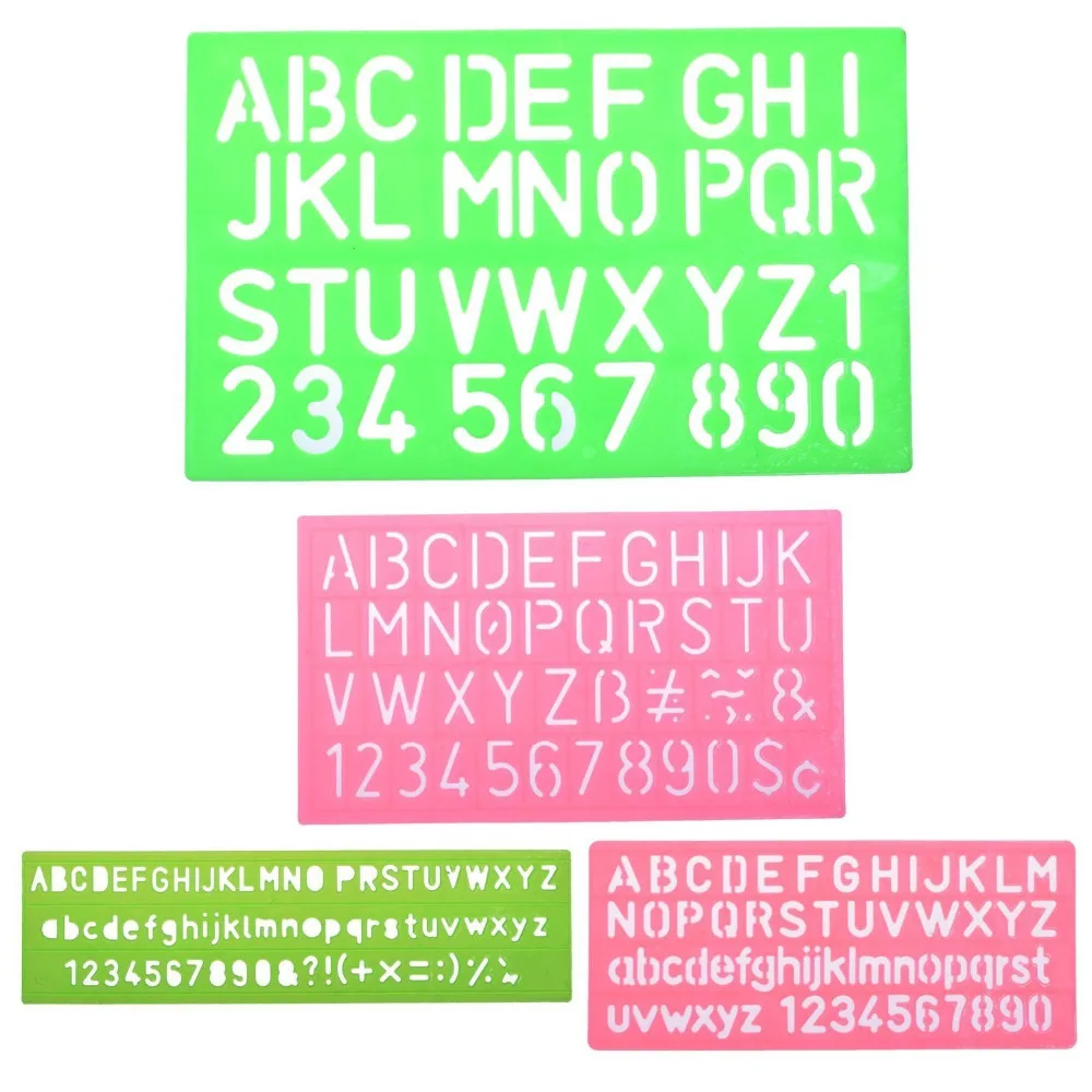 XRHYY Assorted Colors Plastic Letter and Alphabet Stencil Sets Drawing Template Plastic Lettering Guide Set