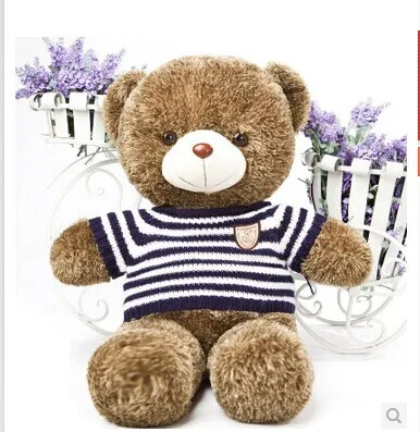 Stuffed animal 60cm blue& white stripes sweater Teddy bear plush toy soft doll throw pillow gift w1703