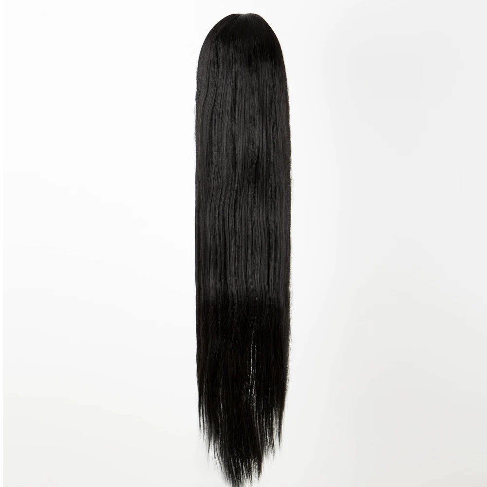 Black Hair Fei-Show Synthetic Heat Resistant 40 Inches/100 CM Costume Cartoon Cos-play Peruca Long Straight Cover Face Bangs Wig