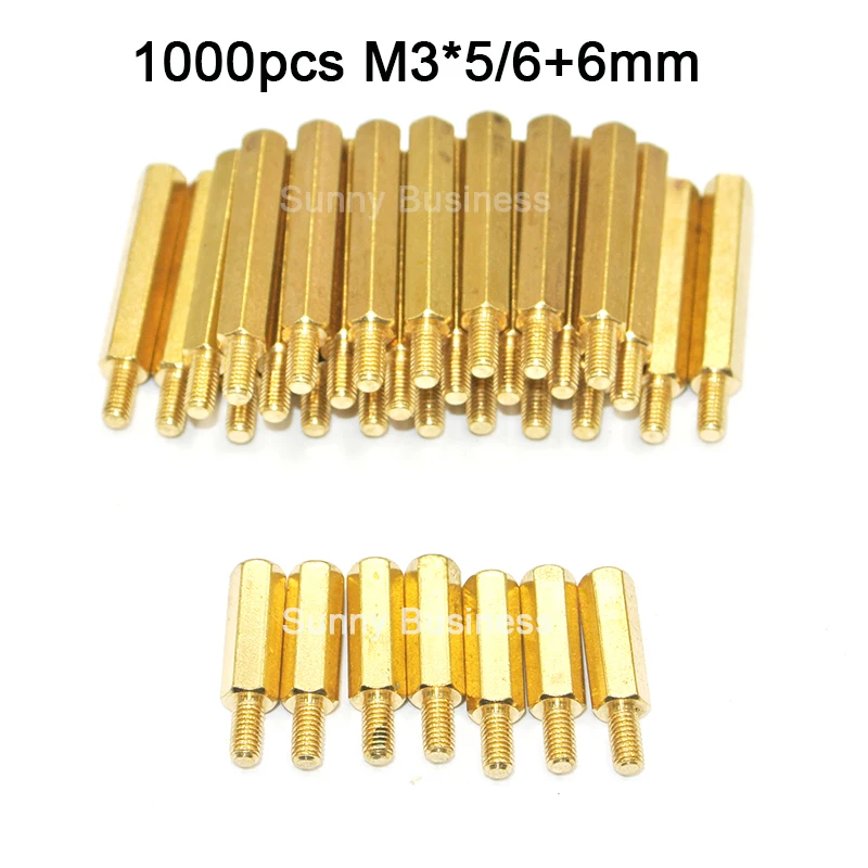 

1000Pcs M3*5+6mm M3*6+6mm Hex Nut Spacing Screw Brass Threaded Pillar PCB Computer PC Motherboard Standoff Spacer