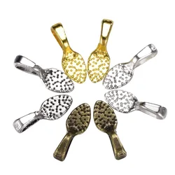 50 pz cucchiaio fai da te ovale foglia gioielli scarabeo colla su orecchini Bails per raccordo vetro Cabochon piastrelle pendenti 15mm x 5mm