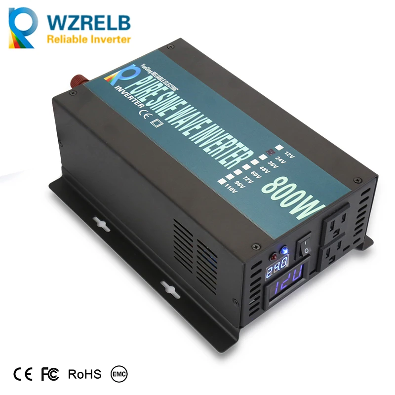 Imagem -06 - Wzrelb-inversor Solar de Onda Senoidal Pura Confiável 12v 24v 48v 96v dc para 120v 220v 230v 240v ac 800w Inversor Exterior Frequência Casa