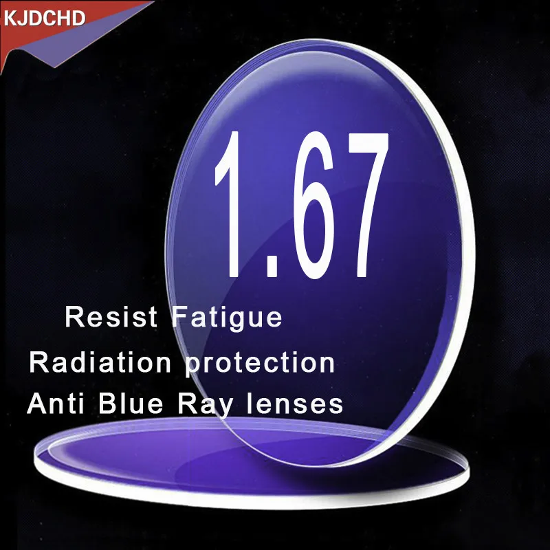 

1.67 Index UV 400 Index Anti Blue Ray Anti Radiation Resin Lenses Green Coating Anti Fatigue Lens for Eyes