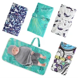 Portable Diaper Changing Pad Clutch with Barrier for Newborn Foldable Clean Hands Changing Station Soft Flexible Travel Mat