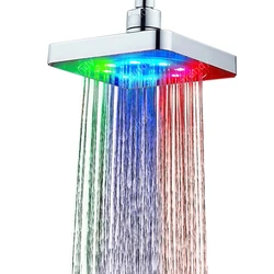 Cabezal de ducha LED cuadrado, lluvia de baño, 6 pulgadas