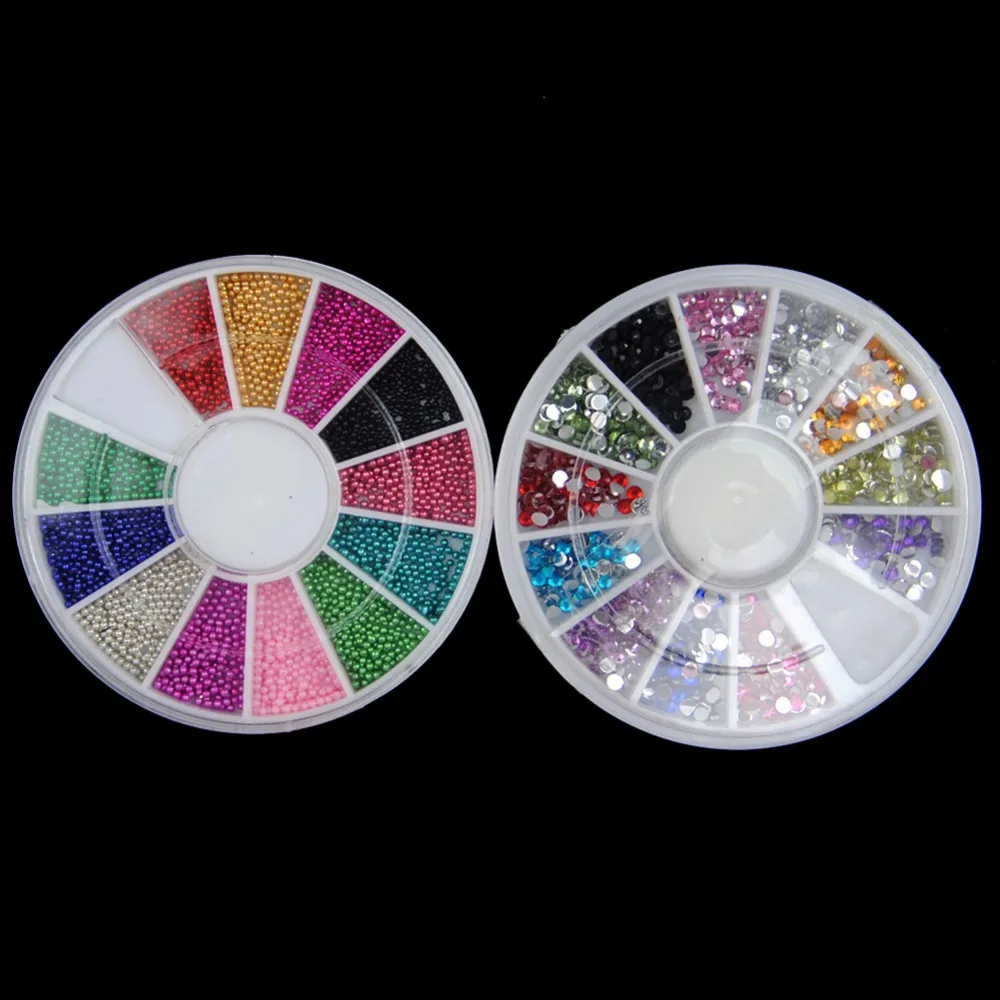 48 Glitter Powder Manicure Nail Kit Rhinestones 3D Design Acrylic Powder Gel Polish Nail Tips Gems Decoration DIY Nail Tools Kit