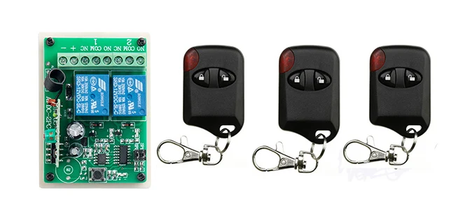 

NEW DC12V 2CH RF Remote Control Switch System teleswitch 3 X Transmitter + 1 X Receiver 2ch relay smart home z-wave 315/433 MHZ