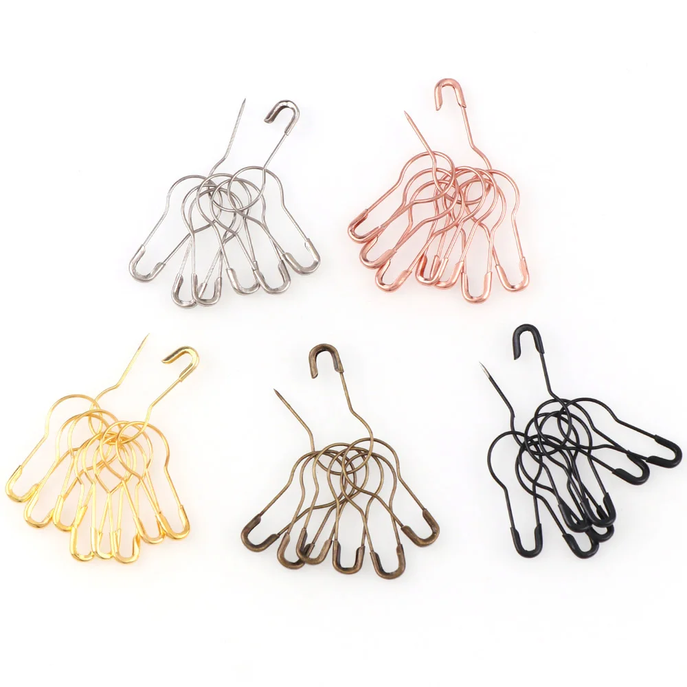 100Pcs/set Solid Color Gourd Shape Safety Pins DIY Metal Clips Pins Knitting Cross Stitch Marker Tag Pins Clips For Clothes Kits