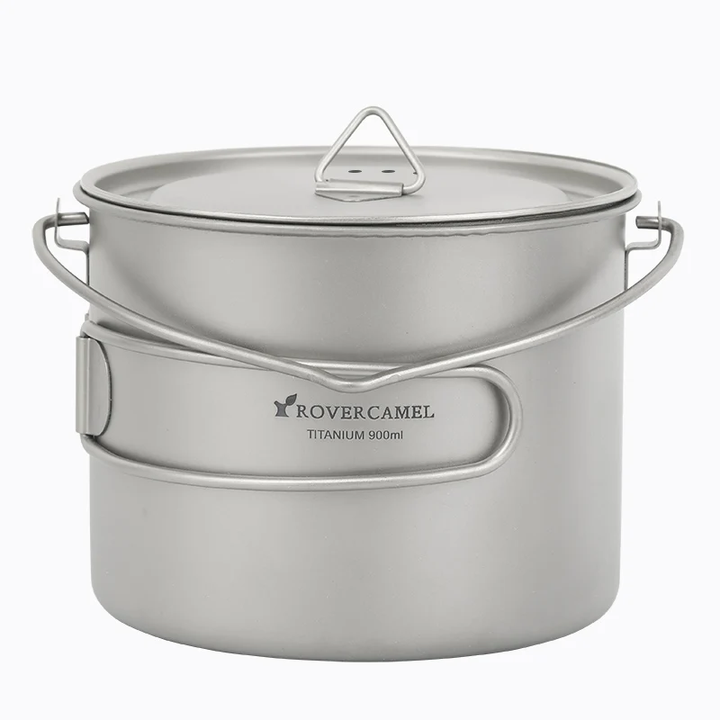 

Rover Camel 0.9L Titanium Pot Ultralight Outdoor Camping Cookware Picnic Cooking Pot 900ml with long handel