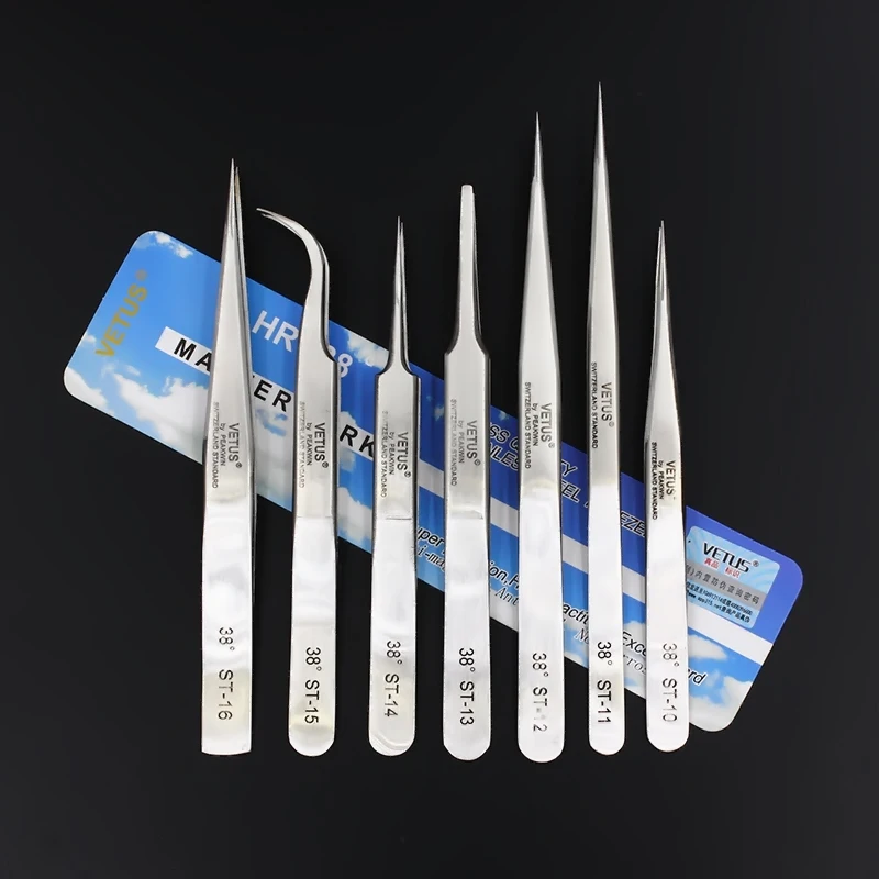 Stainless Steel Lashes Tweezers High Precision Anti-static Tweezers Professional For Eyelash Extension Eye Makeup Tools