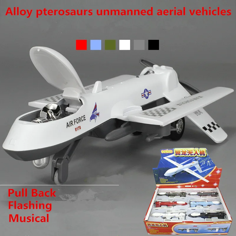 Alloy unmanned aerial vehicles,Pterosaurs UAV model,metal diecasts,pull back & flashing & musical,free shipping