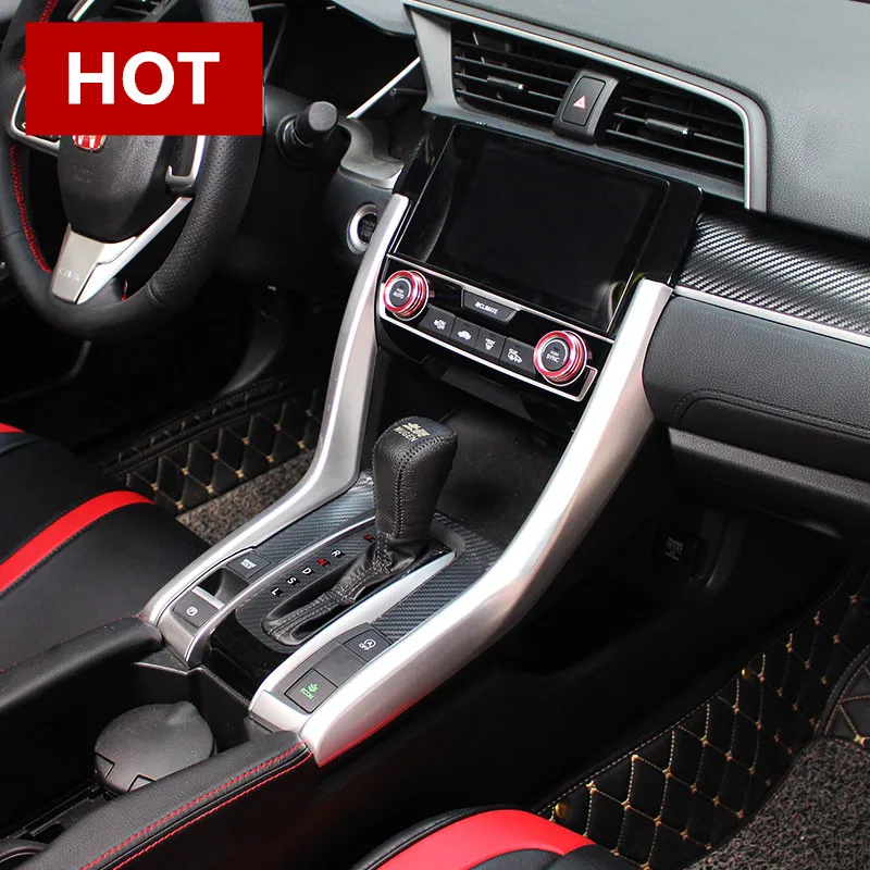 

For Honda Civic 10th Gen Inner Gear Shift Box Frame Cover Trim 2016-2021 2pcs Car accesories interior Car decoration