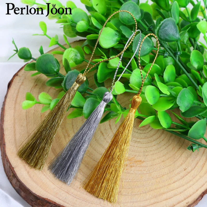 20PCs 13CM Gold/Silver Key Tassel Fringe Silk Thread Pendant Tassels Decorative For Jewelry DIY card Curtains Clothes