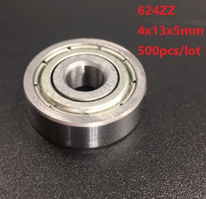 500pcs/lot 624ZZ 624-ZZ 624 ZZ Z 4*13*5mm Double metal cover Deep Groove Ball bearing Miniature Mini Ball Bearings 4x13x5mm 624Z