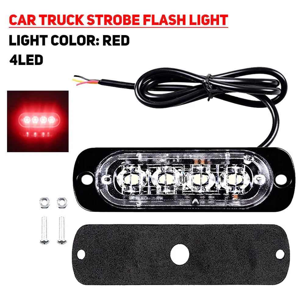 Waterproof 4LED 12W Car Truck Motorbike Strobe Flash Emergency Light Bar Lamp