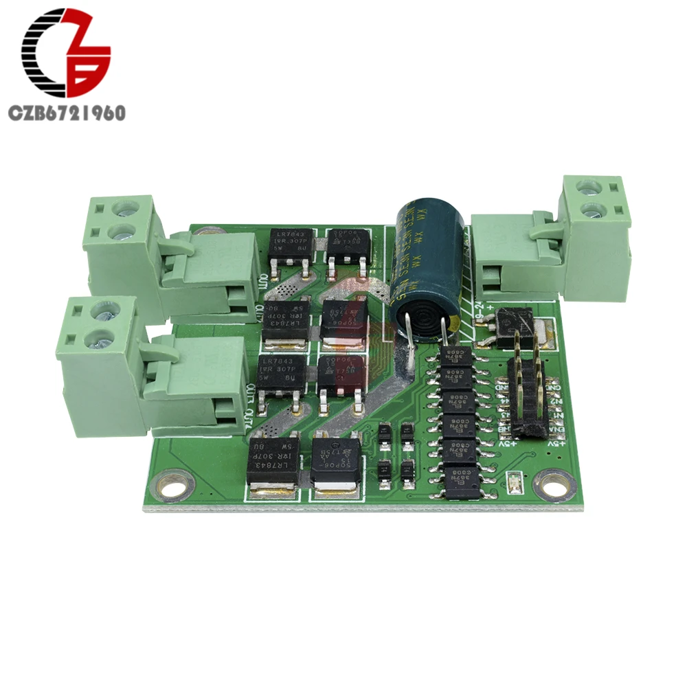 12V 24V 7A 160W Dual DC Motor Driver Module H-bridge L298 logic Control Signal Optocoupler PWM Drive Reversing Braking